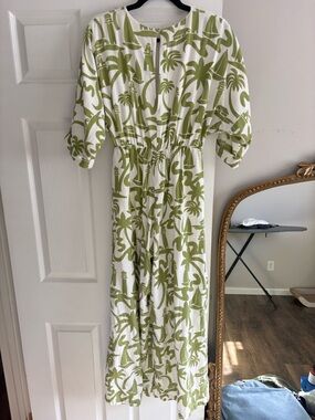 FP. Girl & The Sun, Size S, Hunter Wide Leg Jumpsuit in Tropical Green